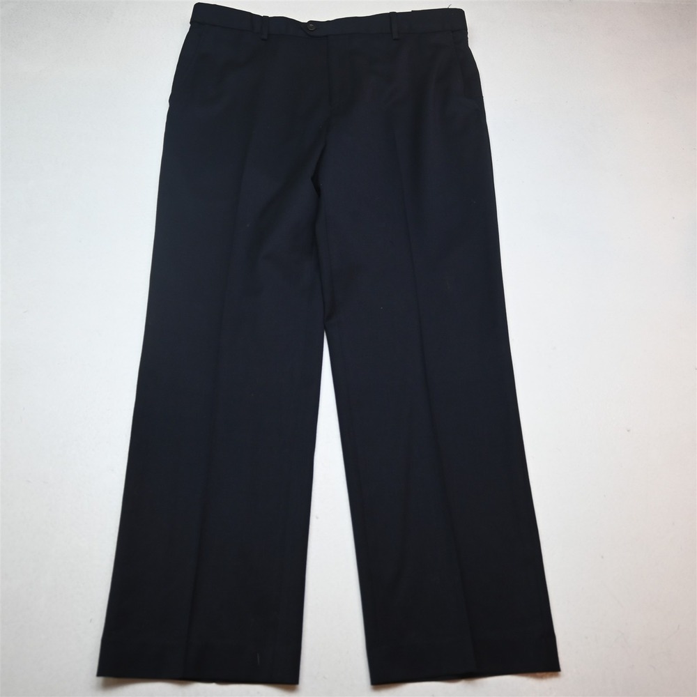 Travelsmith 36x32 Navy Blue Wool Flat Front Expander Waist Dress Mens Pants